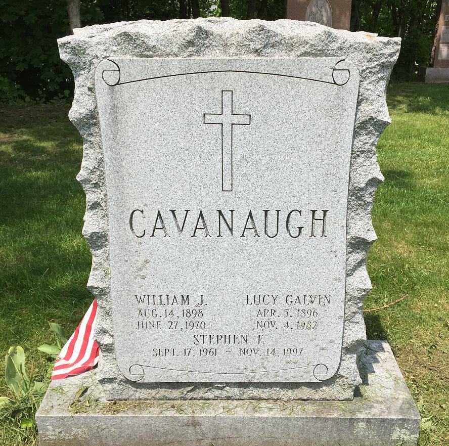 William and Lucy (Galvin) Cavanaugh - gravestone
